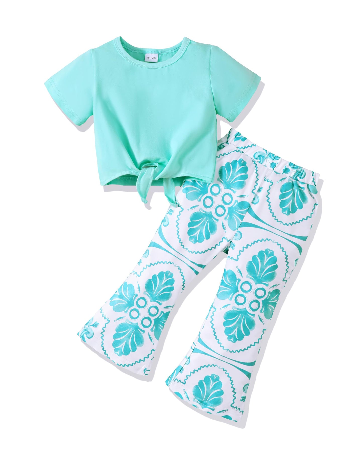 Toddler Baby Girl Clothes 2T Girl Clothes 3T Girl Clothing Green Short Sleeve T-Shirts Paisley Wide Leg Pants Summer Fall Outfits Sets for Girls