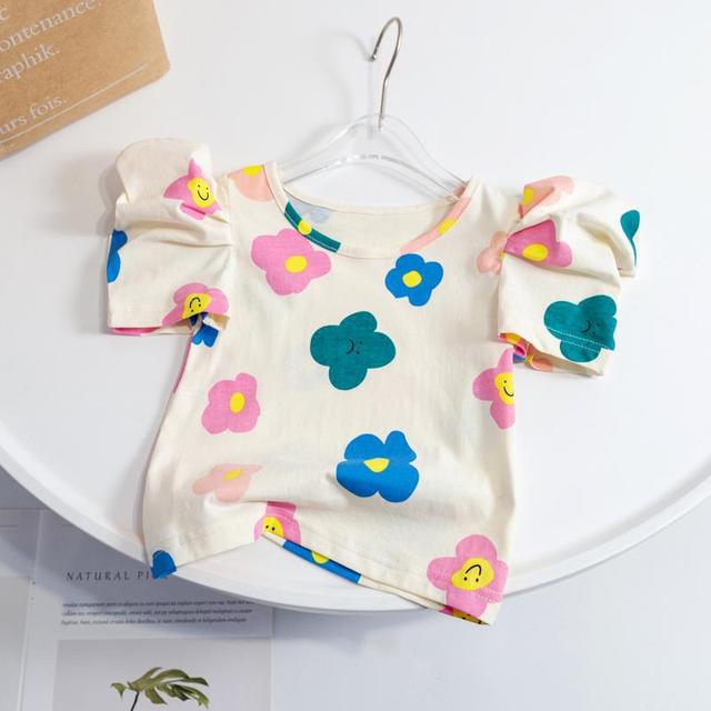Summer Floral T-shirts for Kids - Short Sleeve Cotton