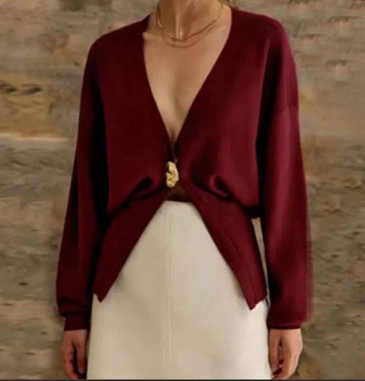 V-Neck Button Cardigan