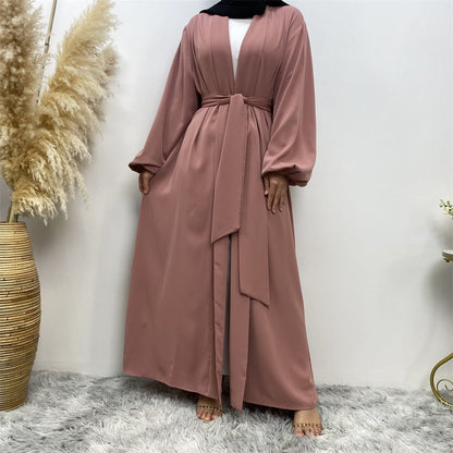 Lace Up Cardigan Robe with Cuffs and Pockets
