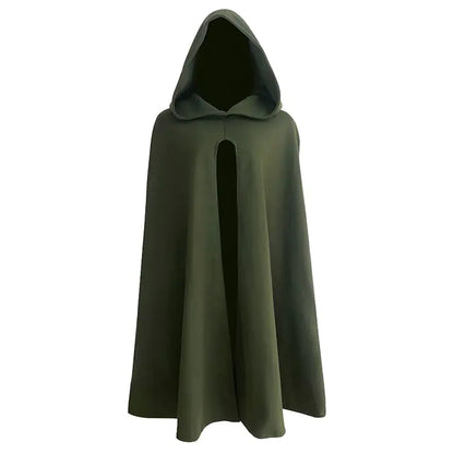 JEGERMIG Green Medieval Hooded Cloak for Men Renaissance Wizard Themed Halloween Costumes