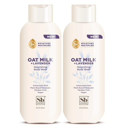Soapbox Body Wash Oatmilk & Lavender Liquid Body Wash Moisturizing Soap with Shea Butter Vegan Duo Pack of 2 Soap Bottles 20oz Each