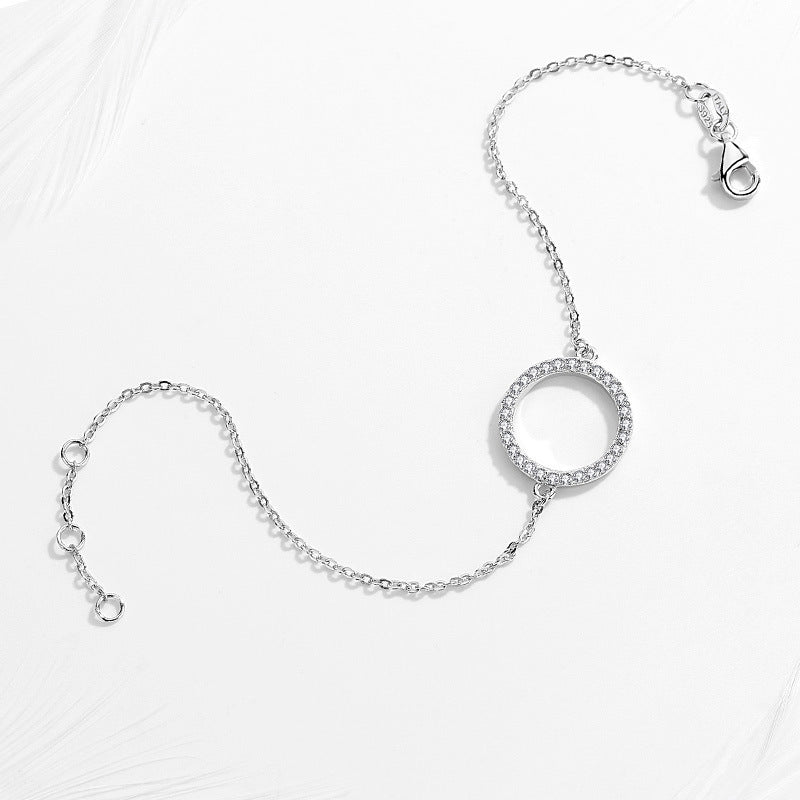 Geometric Circle Bracelet with Micro-Inlaid Diamonds
