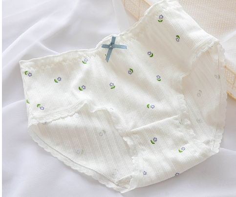 Floral Lace Hem Cotton Underwear