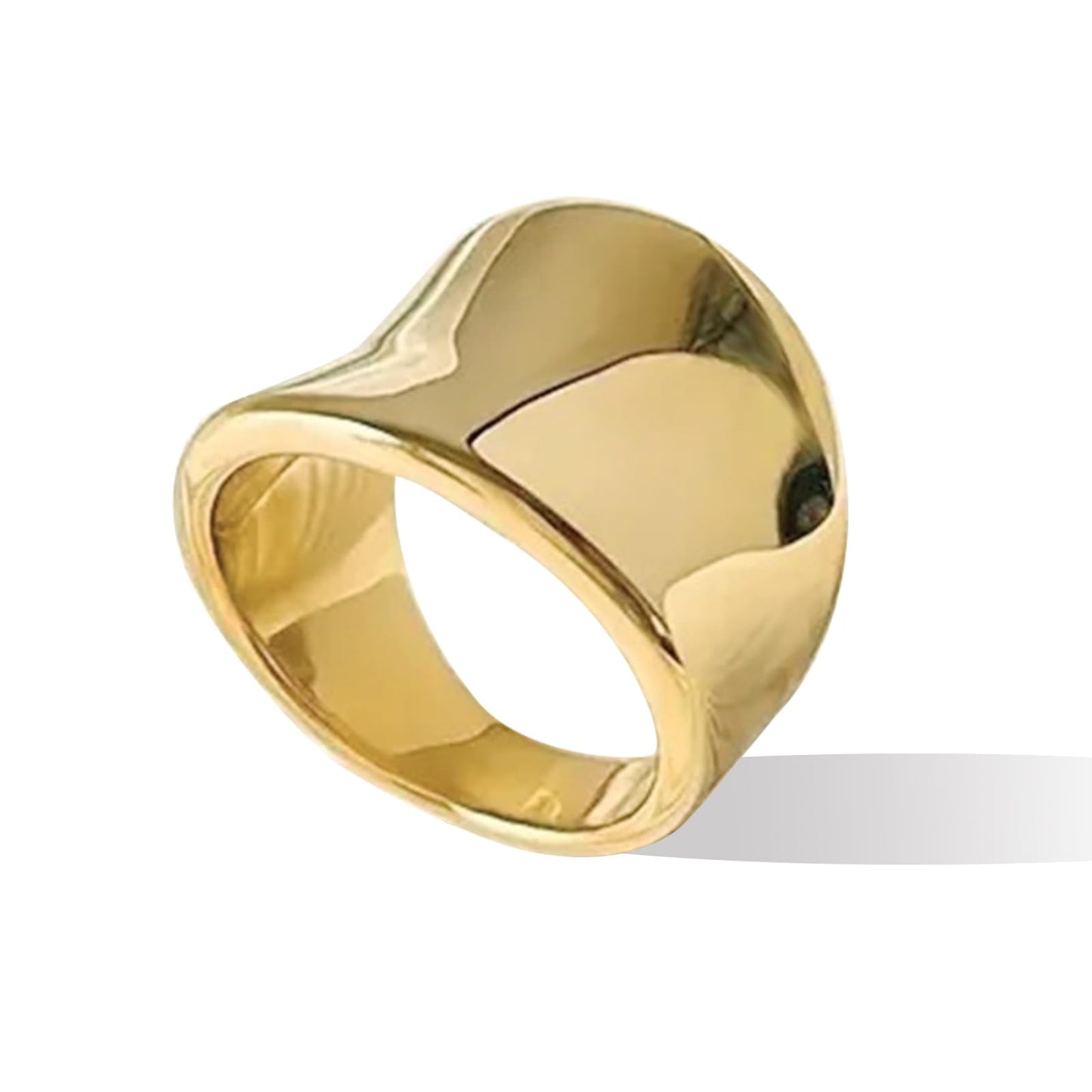 Otxas Chunky Gold Rings Non Tarnish 14K Gold Ring Gold Thick Ring Simple Chunky Ring for Women Minimalist Womens Rings Size 6 to 11(6 Gold 02)