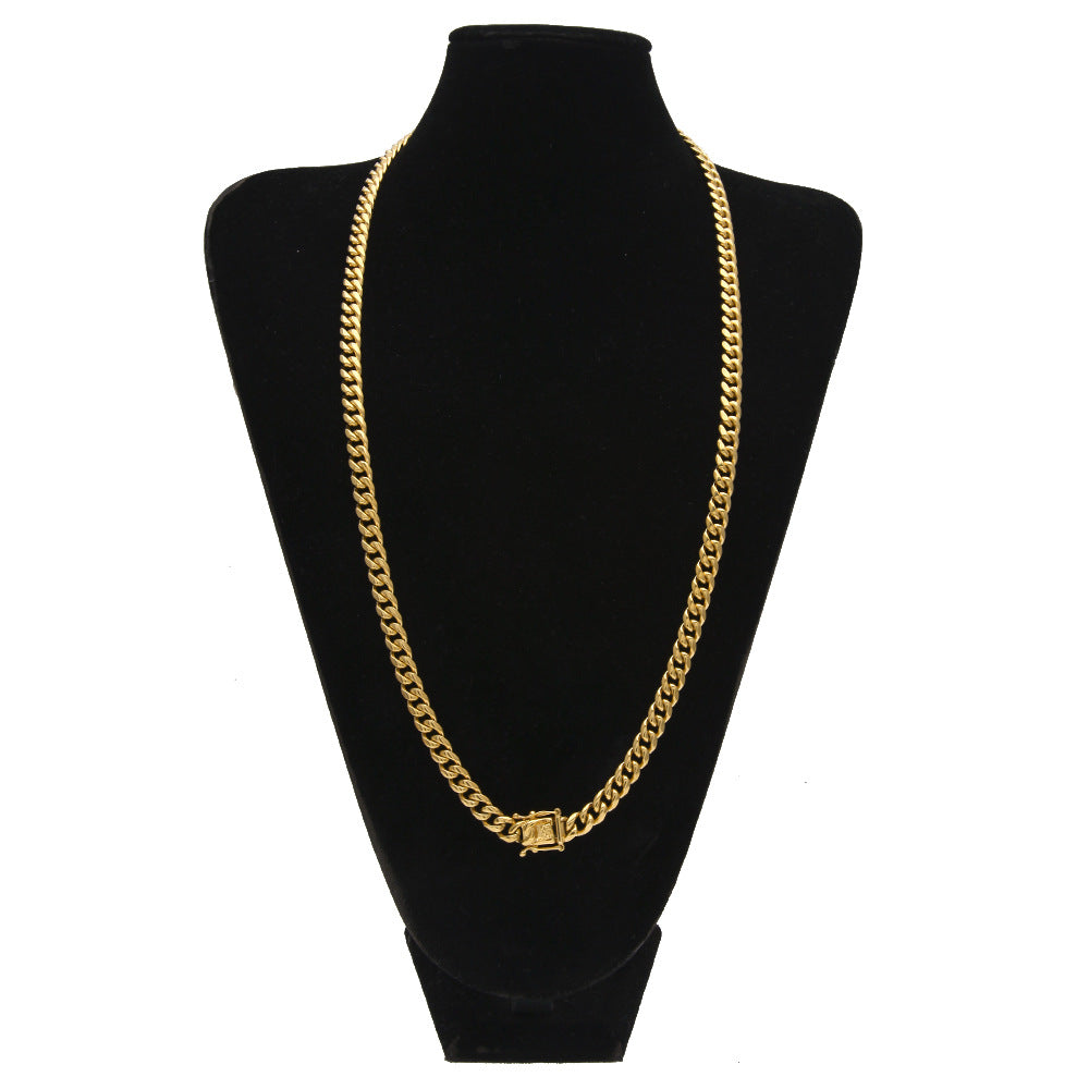 Men's Stainless Steel Cuban Chain Necklace with Clasp
