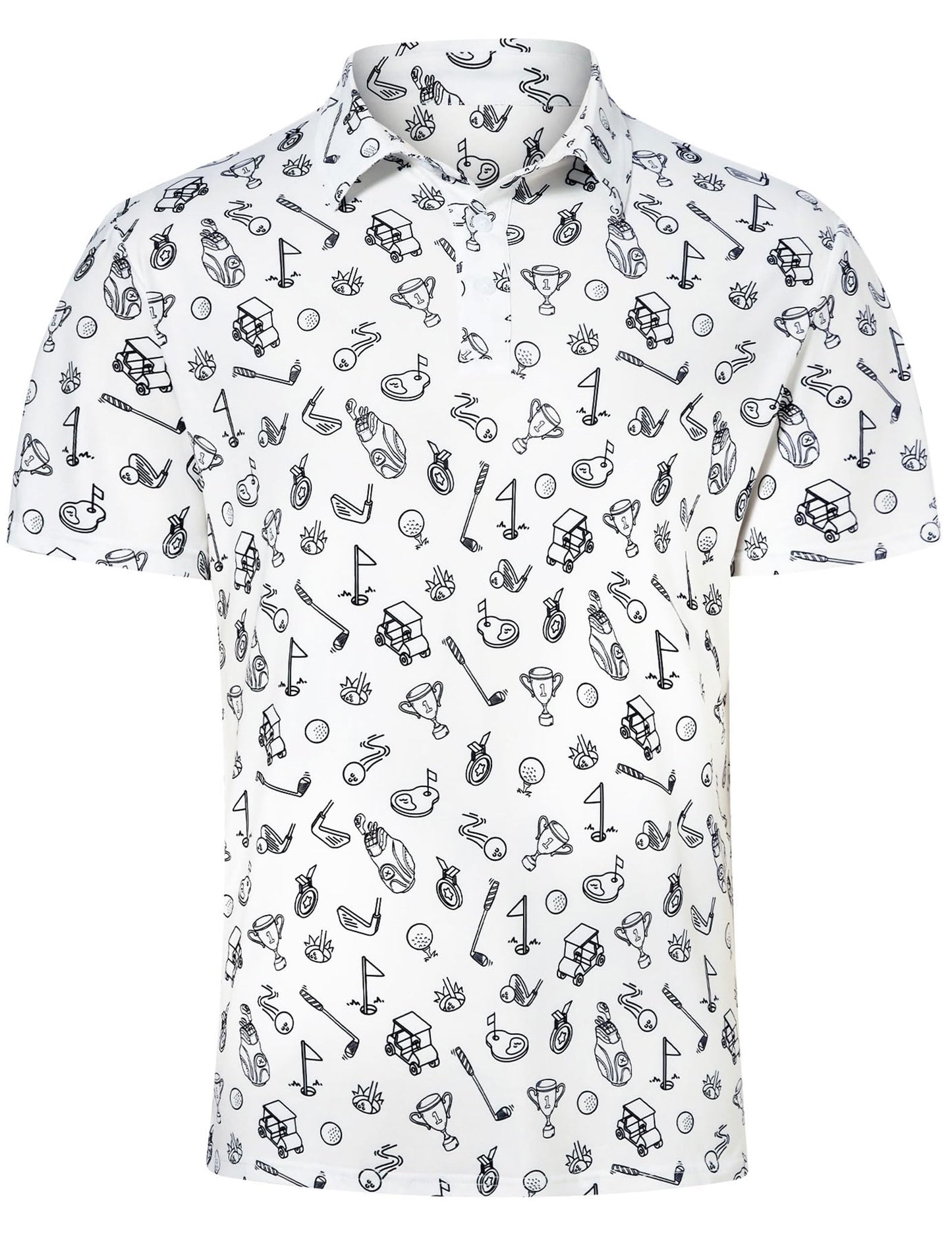Adovigo Golf Shirts for Men White Baseball Polo T Shirts