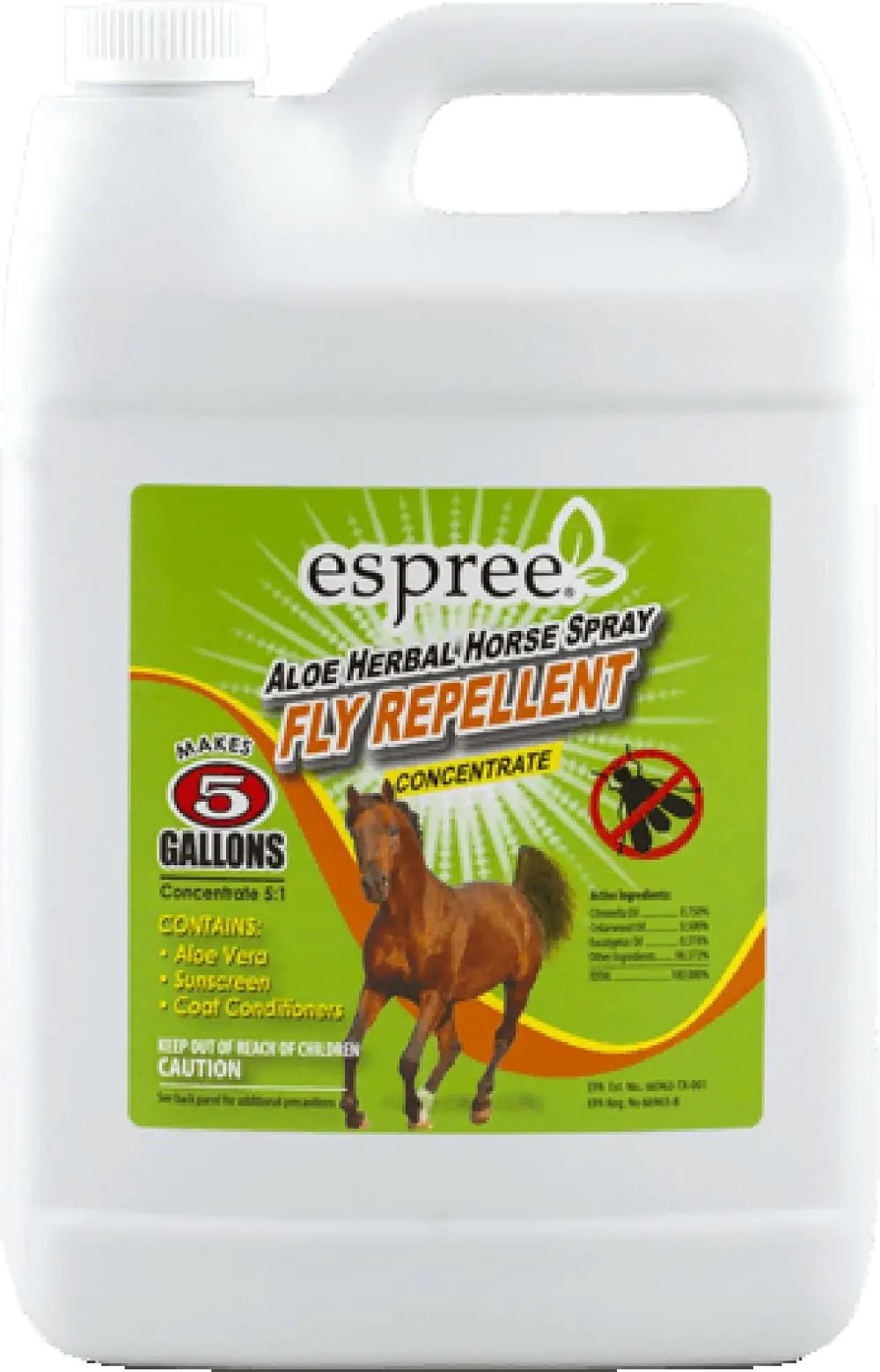 Espree Aloe Herbal Horse Spray | Fly Repellent with Aloe Sunscreen and Coat Conditioners | Promotes a Healthy Coat and Protection from the Sun | 1 Gallon Concentrate