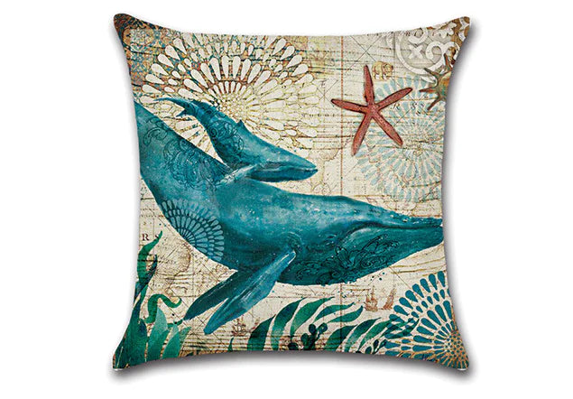 Ocean Creature Plush Pillows: Turtle, Seahorse, Whale, Octopus