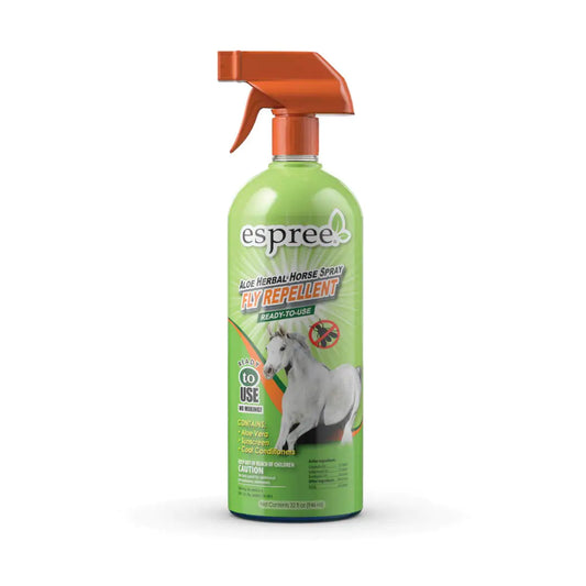 Espree Aloe Herbal Horse Spray | Fly Repellent with Aloe Sunscreen and Coat Conditioners | Promotes a Healthy Coat and Protection from The Sun | 32 oz Ready to Use