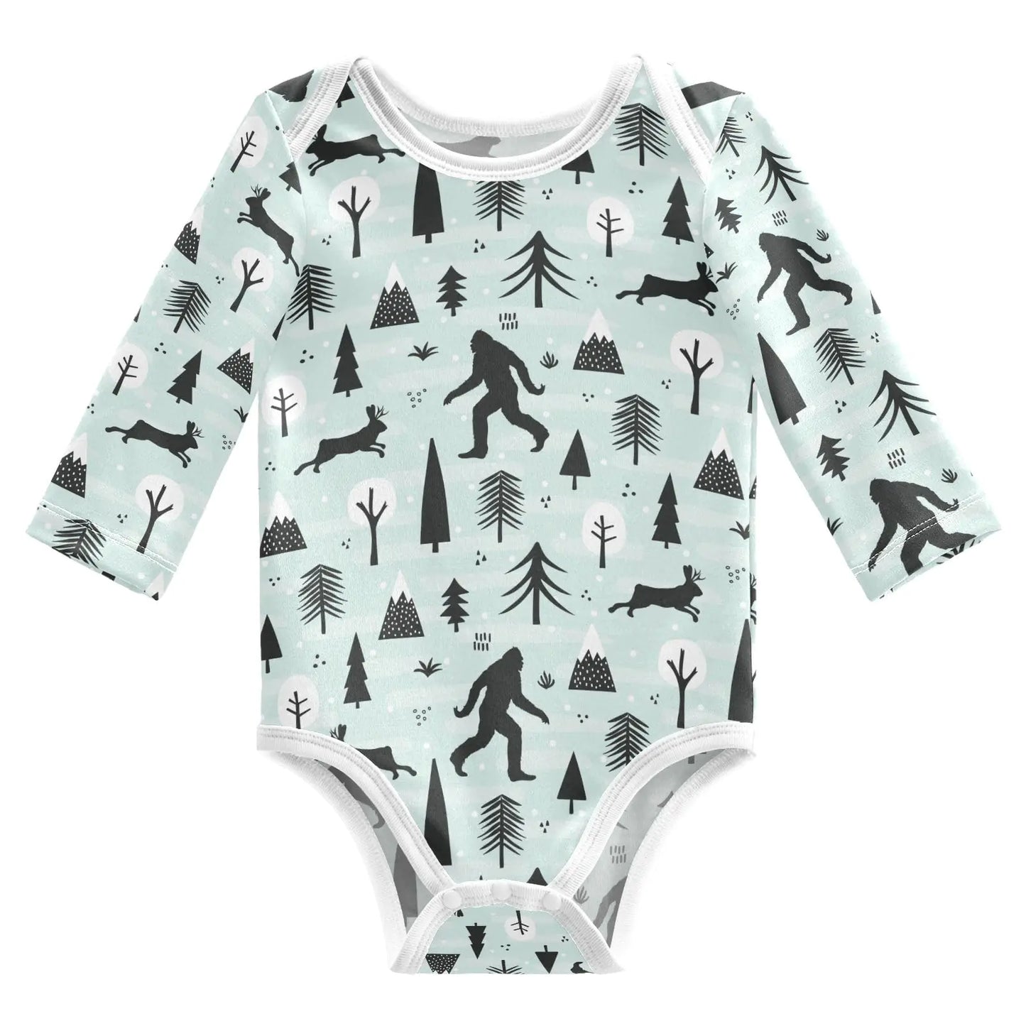 JHKKU Bigfoot Sasquatch Baby s Cotton Long-Sleeve Bodysuits Infant Neutral Outfits Jumpsuit 24 Months