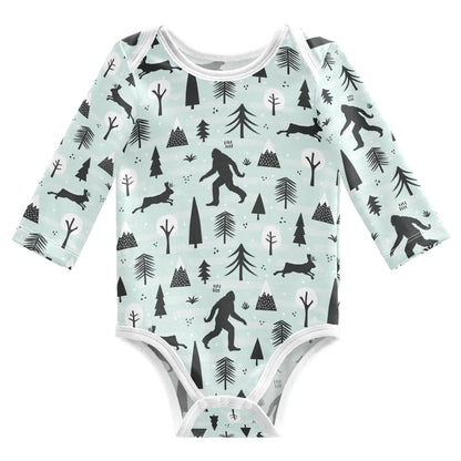 JHKKU Bigfoot Sasquatch Baby s Cotton Long-Sleeve Bodysuits Infant Neutral Outfits Jumpsuit 24 Months