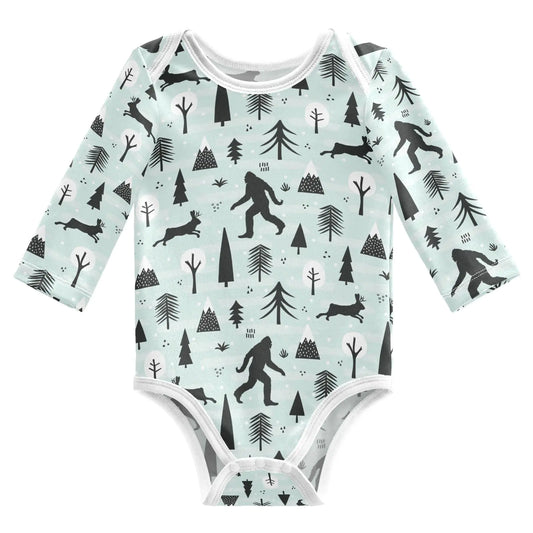 JHKKU Bigfoot Sasquatch Baby s Cotton Long-Sleeve Bodysuits Infant Neutral Outfits Jumpsuit 24 Months