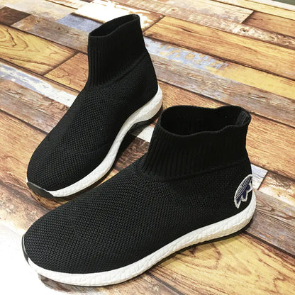 High-Top Knitted Stretch Fabric Sock Shoes