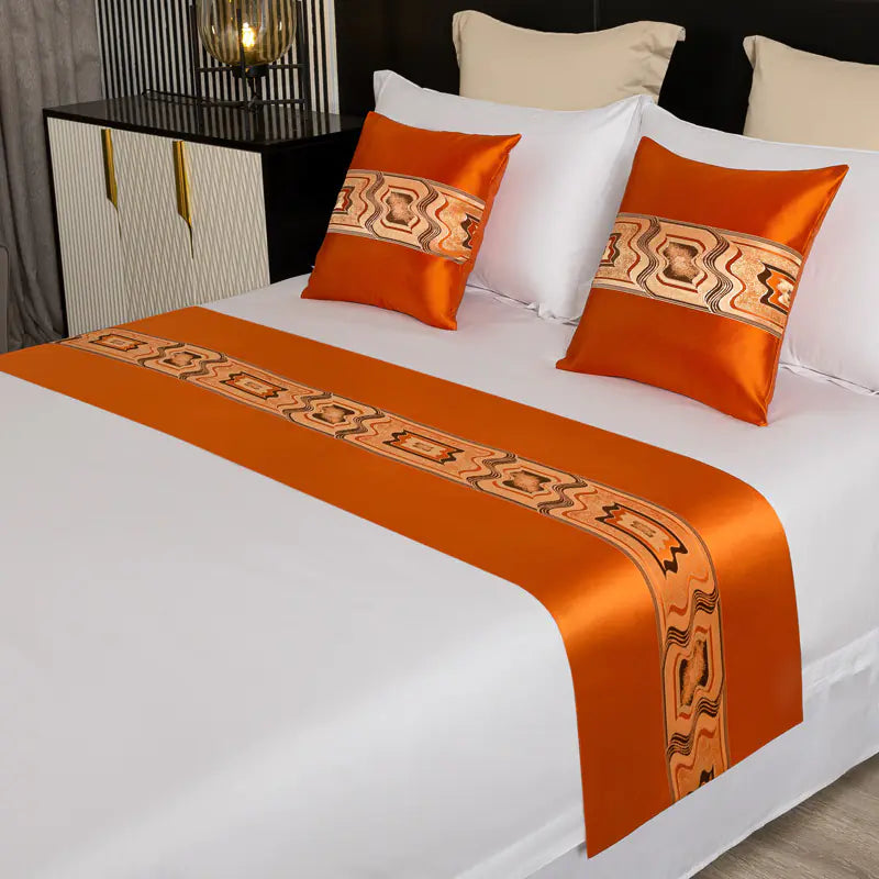 Luxury Jacquard Bed Runner with Decorative Pillows