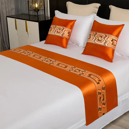 Luxury Jacquard Bed Runner with Decorative Pillows
