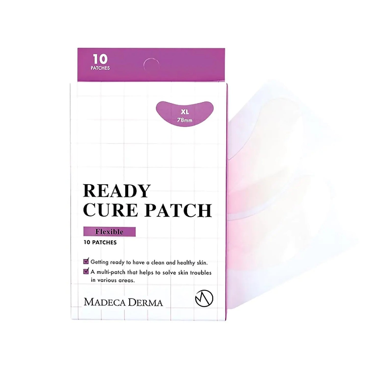 Madeca DERMA Ready Cure Patch Flexible – XL Hydrocolloid Patches for Large Area Coverage Perfect for Acne Zits Blemishes White & Blackhead Wound Care (10 Patches/Extra Large Size / 78mm)