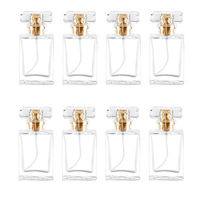 Glass Perfume Bottle Empty Refillable 8Pack Clear Travel Perfume Spray Atomizer Bottle 50ml Perfume Fine Mist Spray Bottle Perfume Bottle Atomizer Container with Spray Applicator (50ml Square Clear
