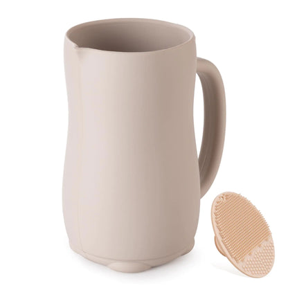 Baby Bath Rinse Cup Bath Cup for rinsing HairThe Silicone Material is Soft and Safe a Good Choice for Baby Bath Products(Cat Beige)
