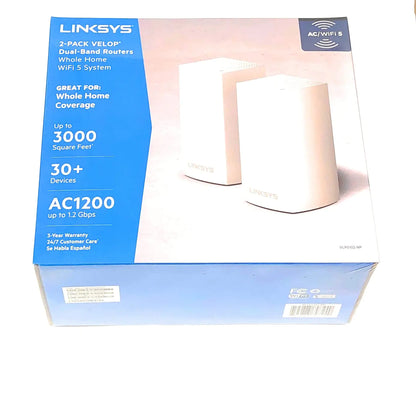 Linksys Velop Mesh Home WiFi System 3000 Sq. ft 20+ Devices 1.3Gbps - VLP0102-NP