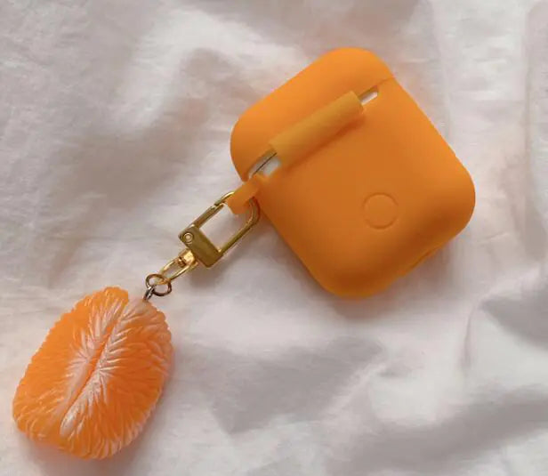 Korean Orange AirPods Silicone Case for Wireless Earbuds