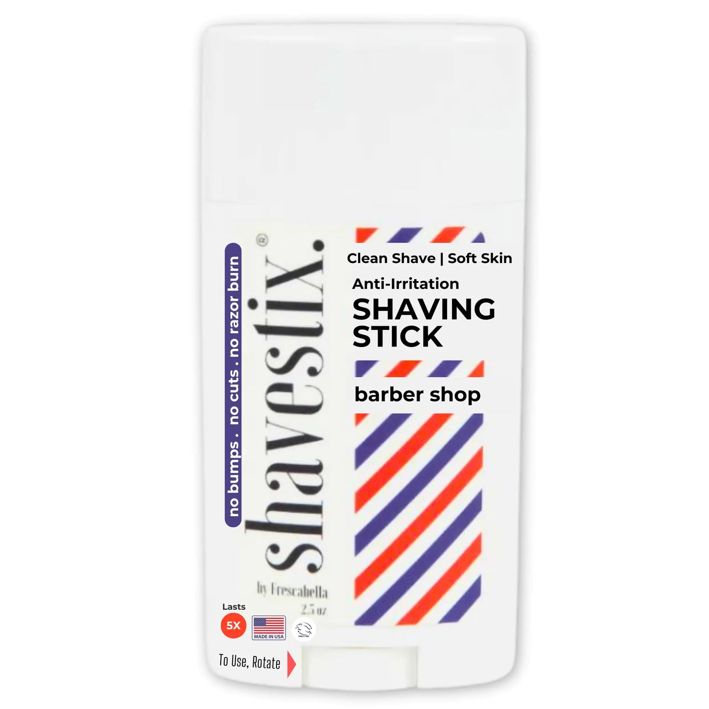 Travel Size Shaving Cream Stick 2.75 Oz | Barber Shop - Shaver Friendly Mens Hair Removal Cream Bar | Shavestix Shave Stick Sub Foam Gel Soap