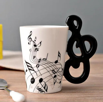 Ceramic Guitar-Shaped Musical Note Coffee Mugs