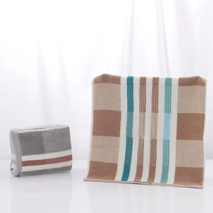 Thick Cotton Geometric Striped Face Wash Towel (1pc)