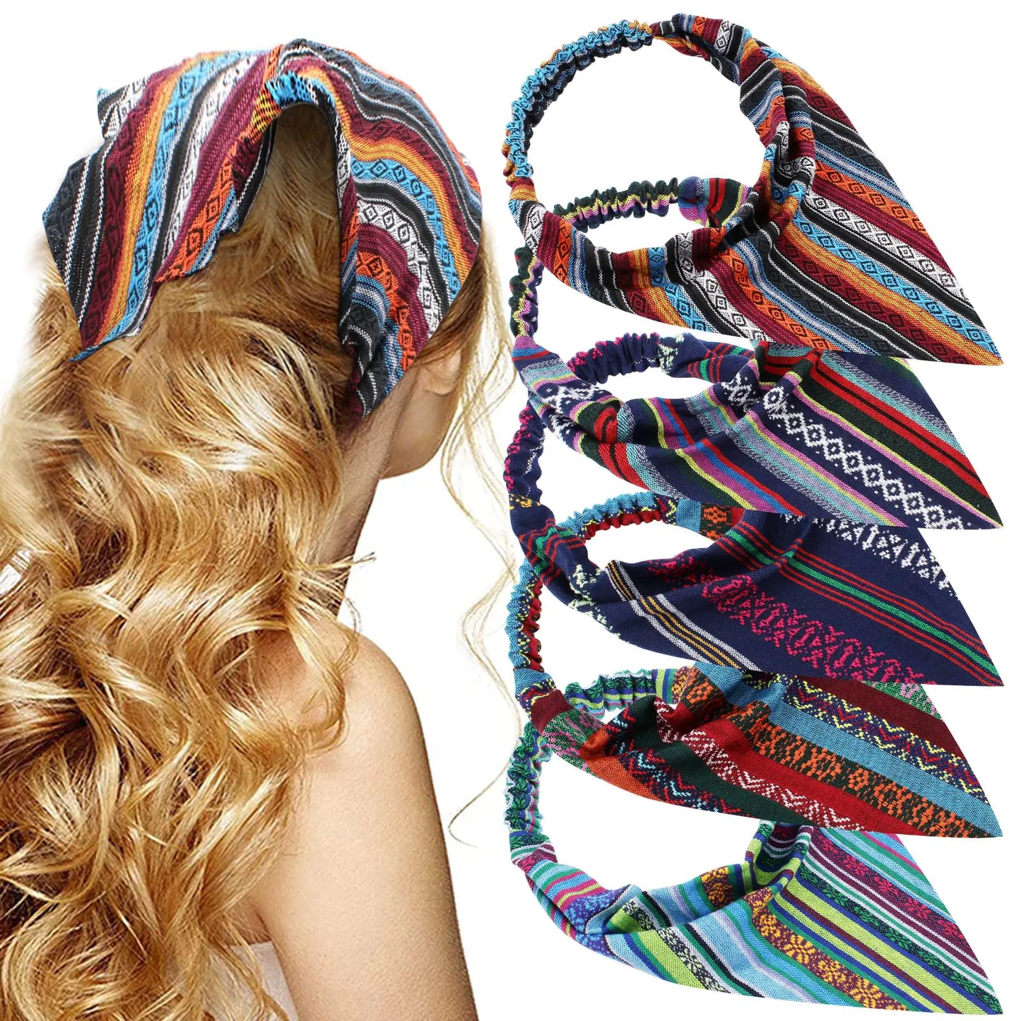 TOBATOBA Boho Headbands for Women - 5 Pcs Hair Accessories Featuring Headbands Bandanas and Head Scarves for Women and Girls