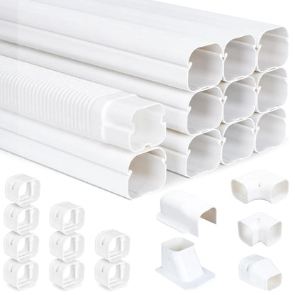 Mini Split Line Set Cover Kit 3"W 16Ft Air Conditioners Decorative PVC Slim Line Cover for Central AC & Heat Pumps Systems Tubing Cover