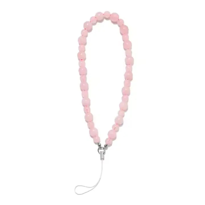 CRYSTALFY Phone Charm Wrist Strap – Authentic Crystal Bead Cellphone Wristlet - Lanyard Accessory - Fits all Phone Cases (Rose Quartz)