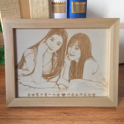 Custom Wooden Photo Engraving for Gifts and Frames