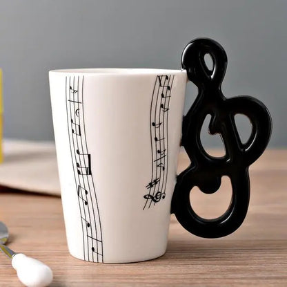 Ceramic Guitar-Shaped Musical Note Coffee Mugs