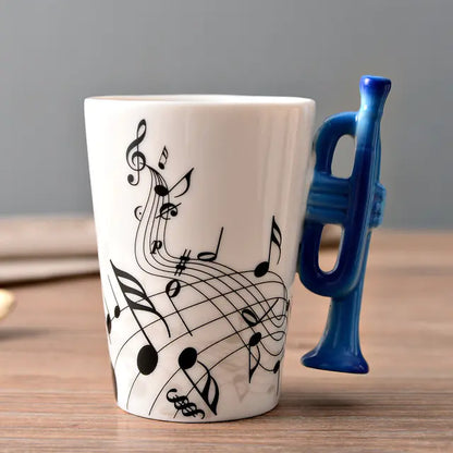 Ceramic Guitar-Shaped Musical Note Coffee Mugs