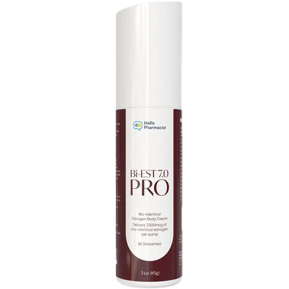 Bioidentical Bi-EST PRO 7.0 (Max Professional Strength 7mg Per Pump) Estrogen Menopause Relief Cream for Women - Preserved with Essential Oils & Herbs - Additional Moisturizers - (3 oz/85g)