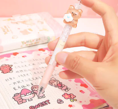 Cute Bear Push Pen - 0.5mm Gel Pen for Students