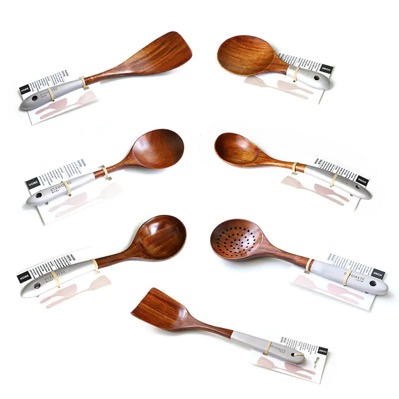 Colorful Wooden Kitchenware Spoons and Shovel Set