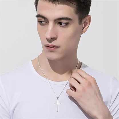 S925 Silver Cross Pendant with Custom Engraving