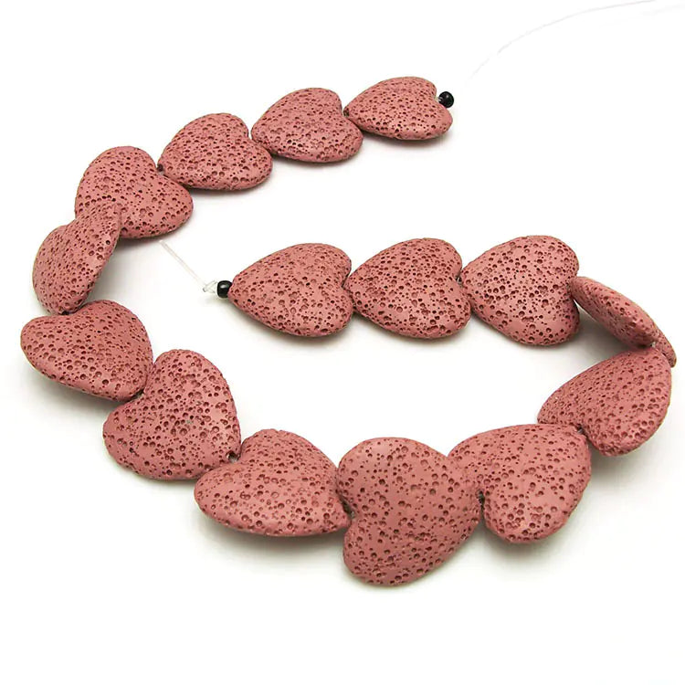 Colorful Heart-Shaped Volcanic Rock Bracelet