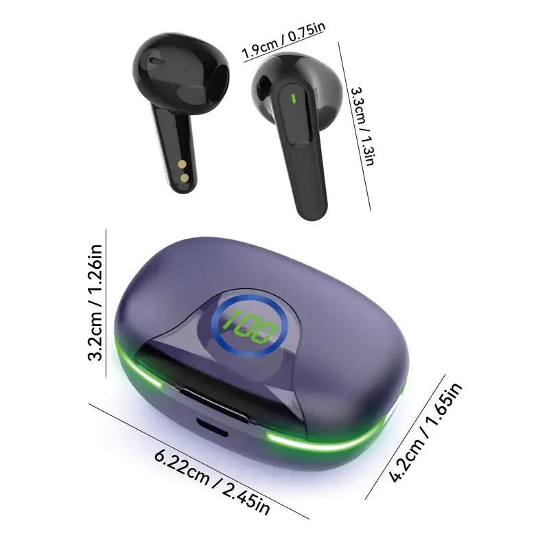 TWS V5.3 True Wireless Earbuds with RGB Light Case