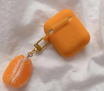 Korean Orange AirPods Silicone Case for Wireless Earbuds