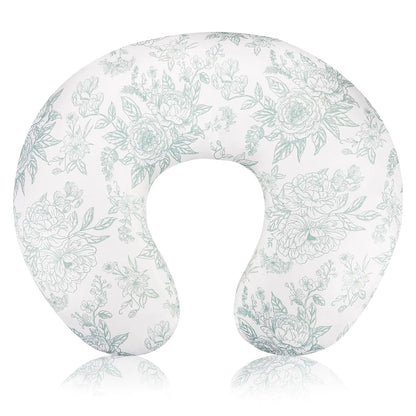 DAYEEBALL Nursing Pillow Cover Removable Nursing Covers for Breastfeeding Pillows Stretchy and Soft Fit for Baby Girls Boys Newborn Green Flower (Only Cover)