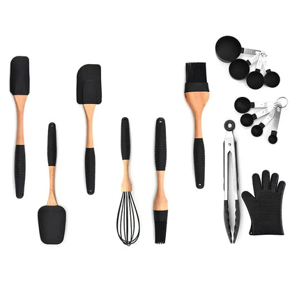 Wooden Handle Silicone Kitchenware Storage Gadgets