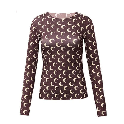 Women's Long-Sleeved Marine Moon T-Shirts & Underwear
