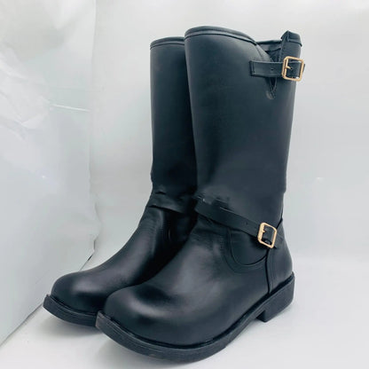 Men's Casual Fashion Mid-Tube Flat-Bottomed Wedge Boots