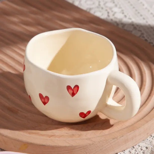 Couple's Heart-Shaped Ceramic Mugs