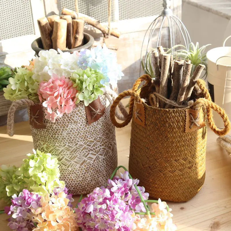 Handwoven Grass Storage Basket for Home Decor