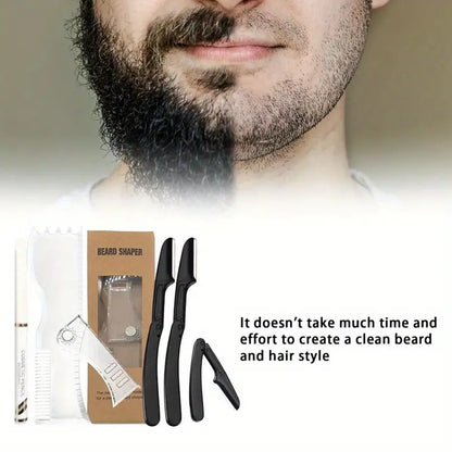 Beard Shaper Kit with Adjustable Stencil and Razors