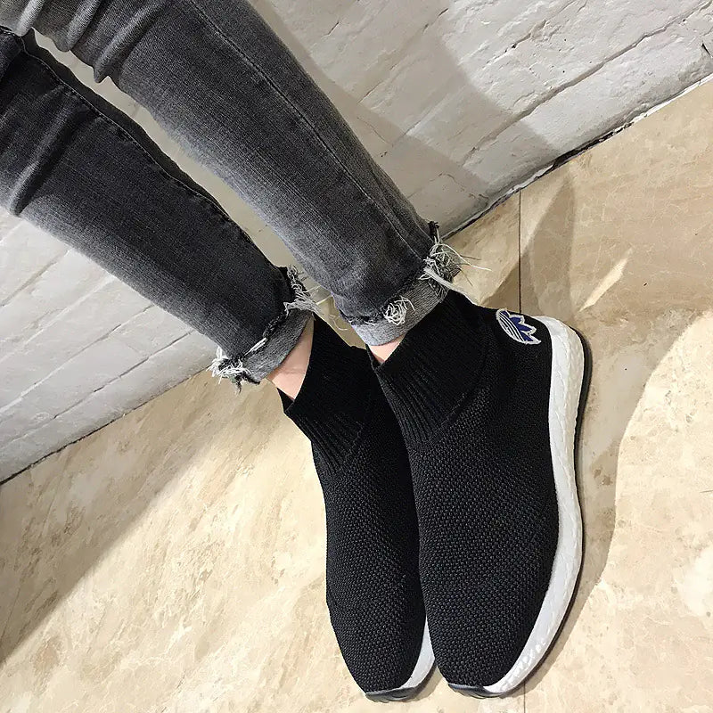 High-Top Knitted Stretch Fabric Sock Shoes