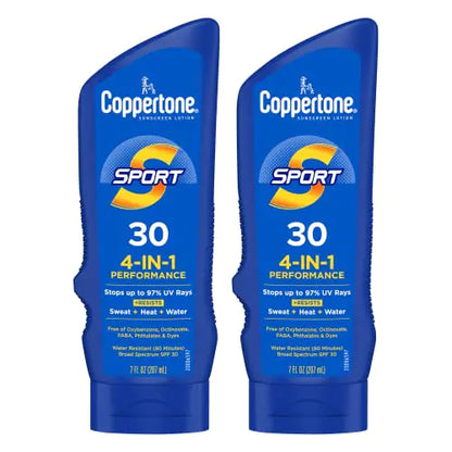 Coppertone Sport Sunscreen Lotion SPF 30 Water Resistant Body Sunscreen Broad Spectrum SPF 30 Sunscreen Bulk Sunscreen Pack 7 Fl Oz Bottle Pack of 2